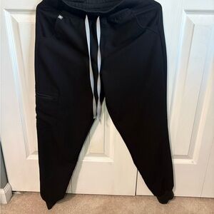 Figs Black Joggers with Grey Drawstring